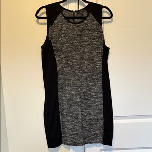 Eileen Fisher Gray and Black Sleeveless Sheath Dress